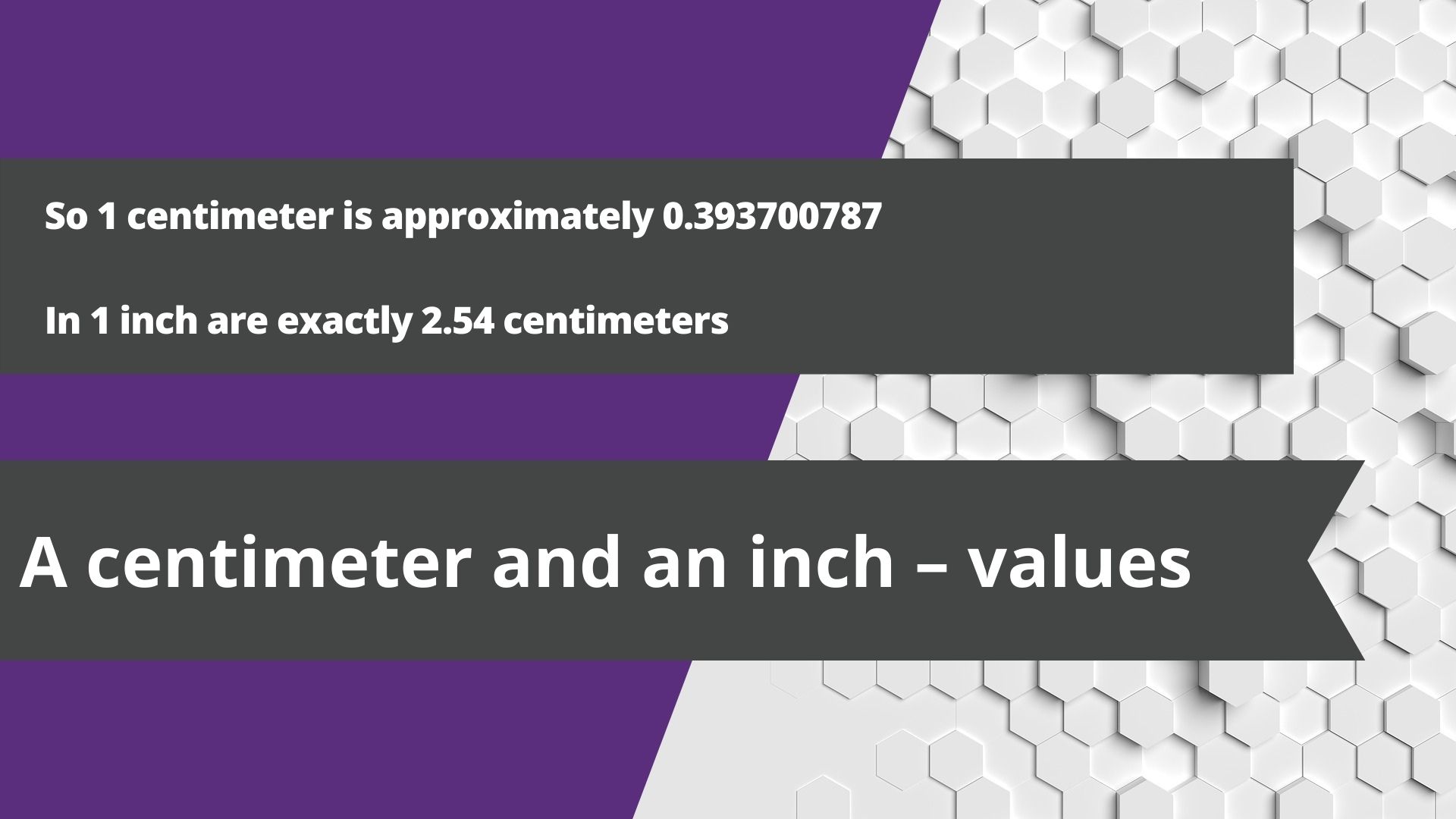 A centimeter and an inch – values