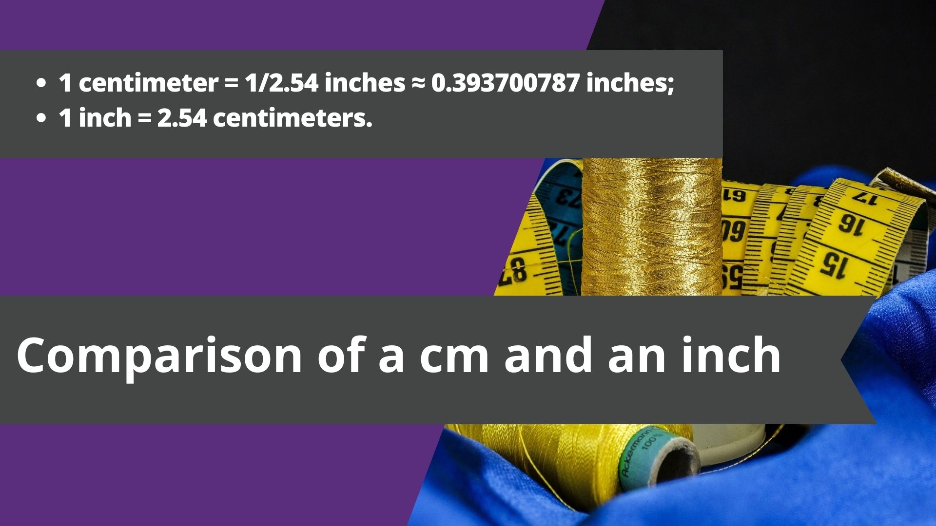 Comparison of a cm and an inch