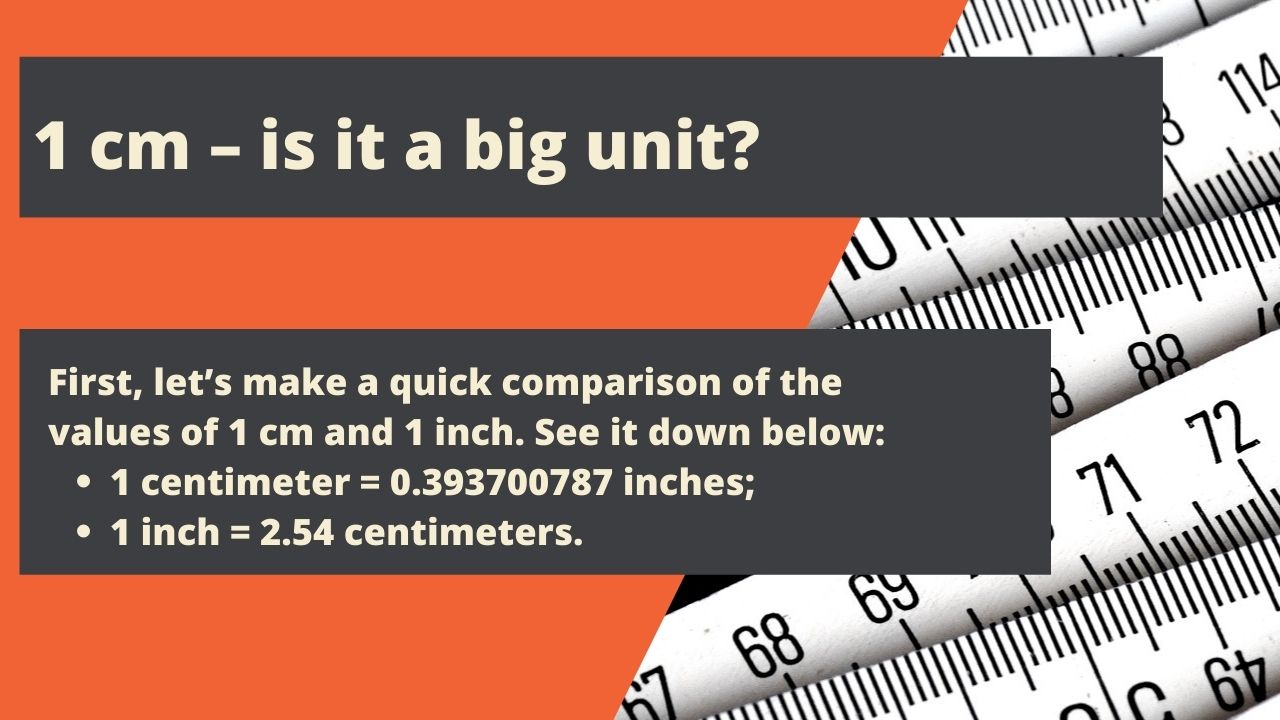 Comparison – 1 cm and 1 inch
